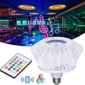 Ampoule musicale LED haut-parleur intégré Crystal Avec Bluetooth et télécommande 24W